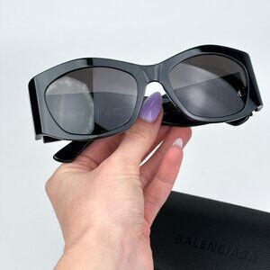 Balenciaga BB0329S 003 BRAND NEW Sunglasses Black Grey Geometric Unisex